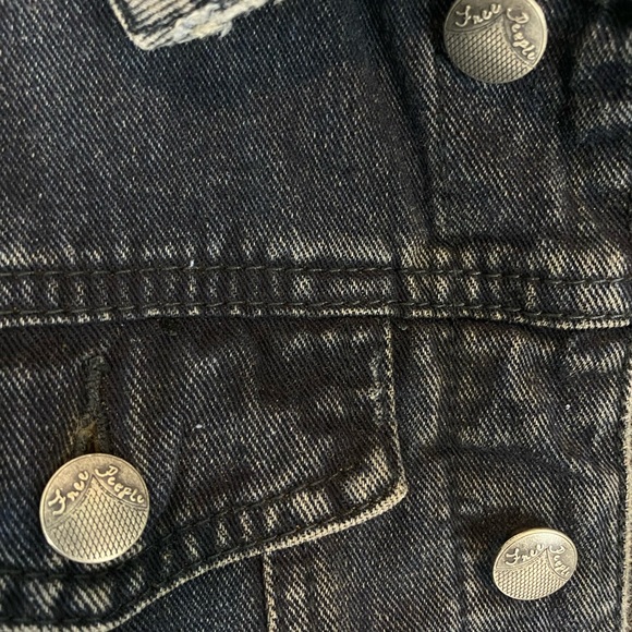 Free People Distressed Denim Jean Hooded Jacket Small - Picture 7 of 12